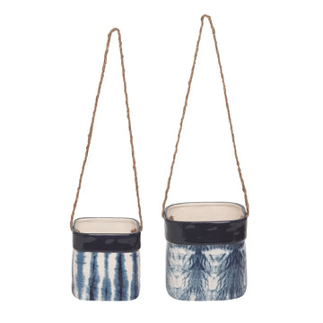 Ceramic Nested Shibari Hanging Planters -  6.5"