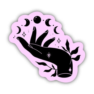 Mystic Hand and Moon Phase Sticker - Pink