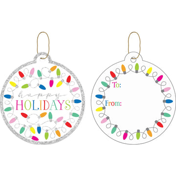 Christmas Lights White Gift Tags