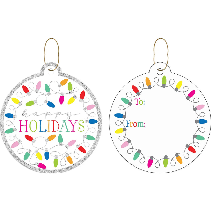 Christmas Lights White Gift Tags