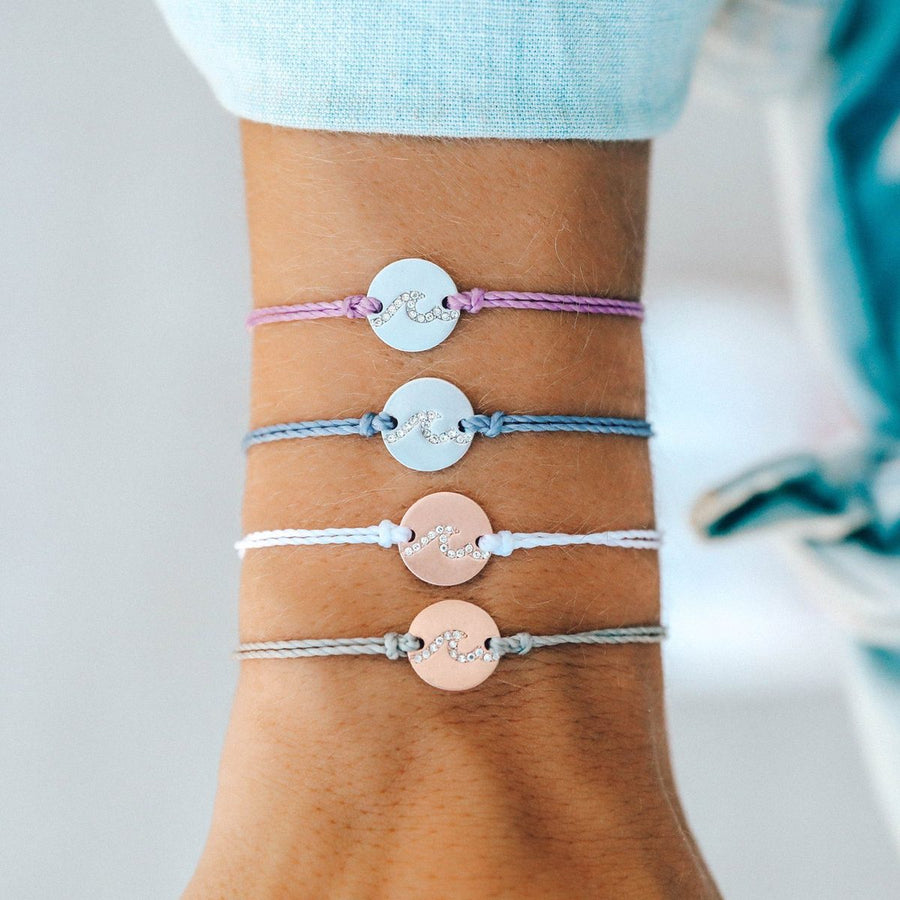 Pura Vida Bracelets - Pave Wave Coin Charm Bracelet