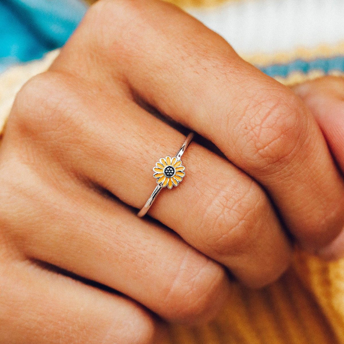 Pura Vida Bracelets - Enamel Sunflower Ring