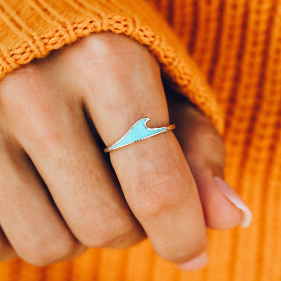 Pura Vida Bracelets -  Wave Stacking Ring/Mother of Pearl Wave Ring