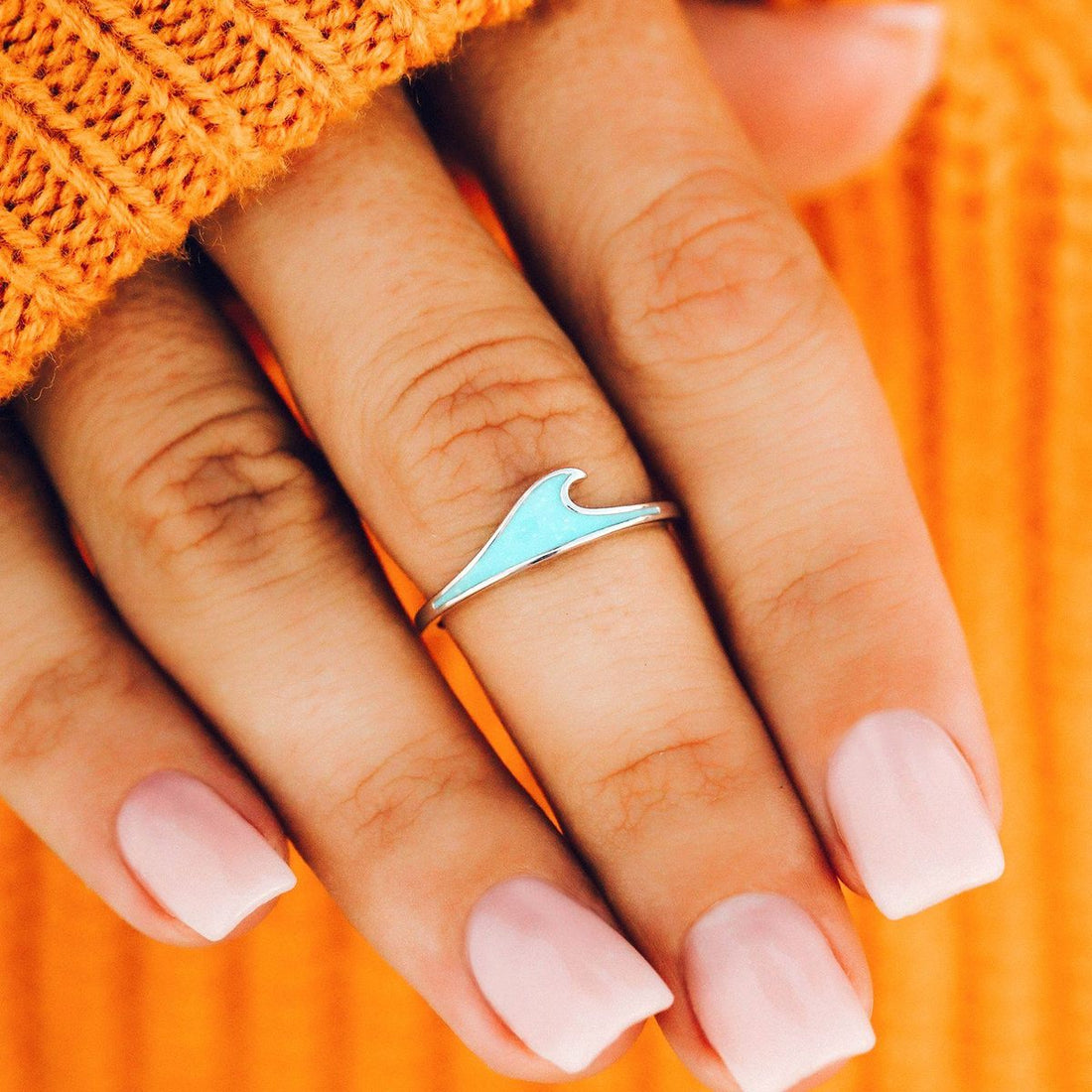 Pura Vida Bracelets -  Wave Stacking Ring/Mother of Pearl Wave Ring