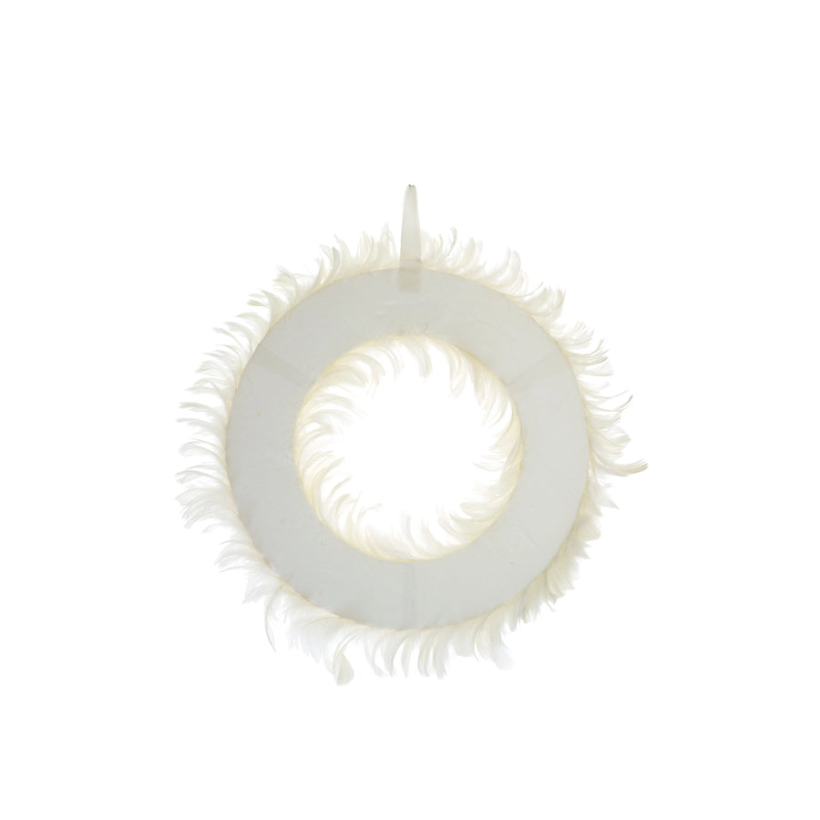 White Hanging Feathered Wreath