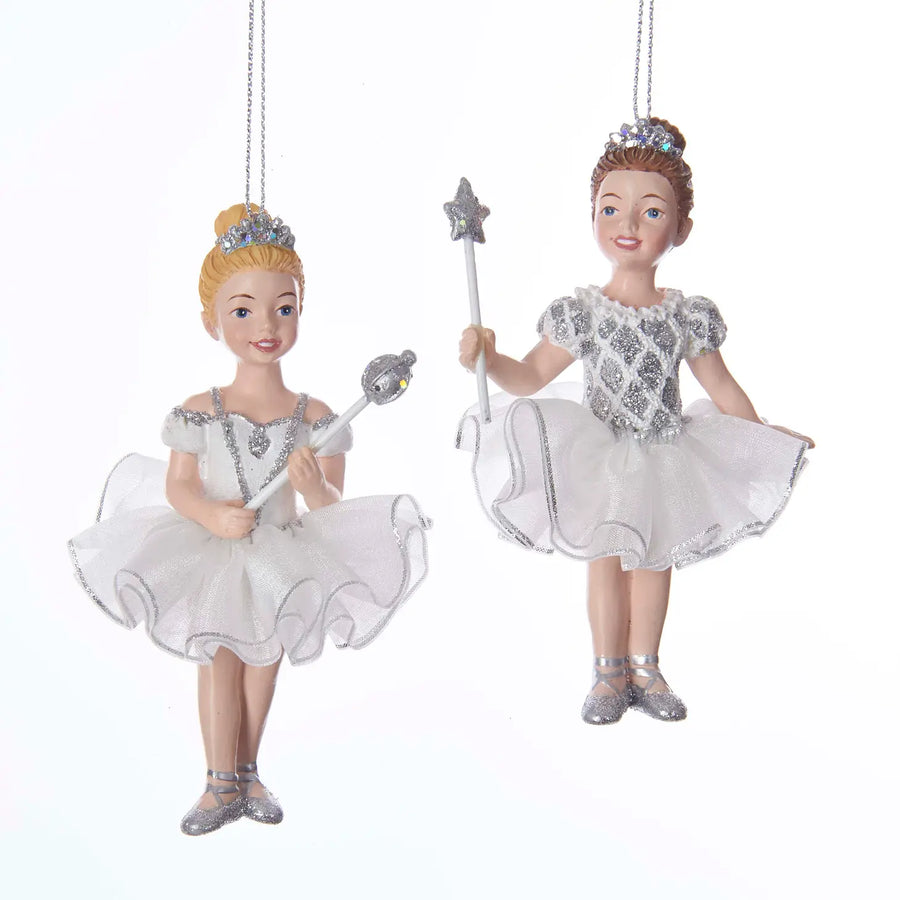 Kurt Adler  4.5"White Silver Ballet Princess Ornament