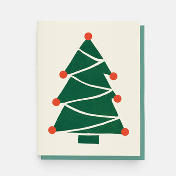 Christmas Tree Block Print Card