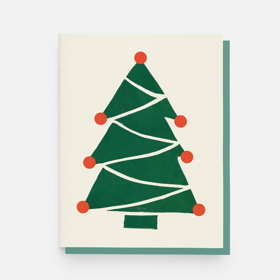 Christmas Tree Block Print Card