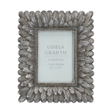2.5x3.5" Antique Silver Resin Feather Picture Frame