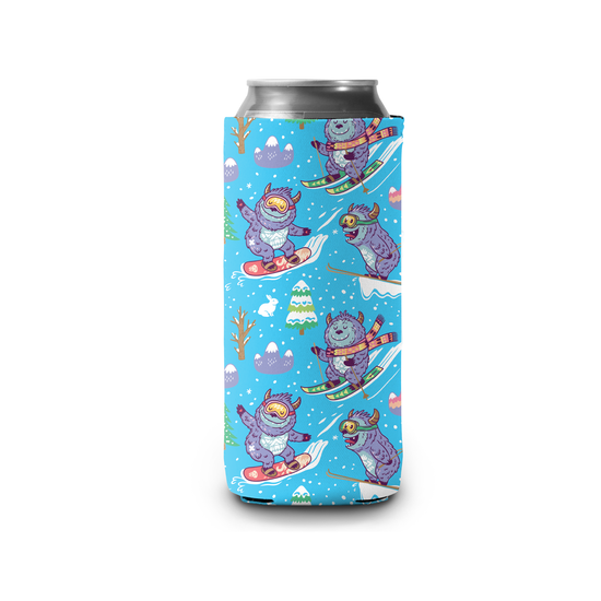 Skiing Yeti Winter Slim Can Cooler