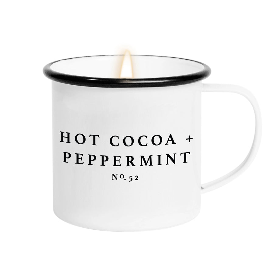 Hot Cocoa and Peppermint Candle - Coffee Mug Candle