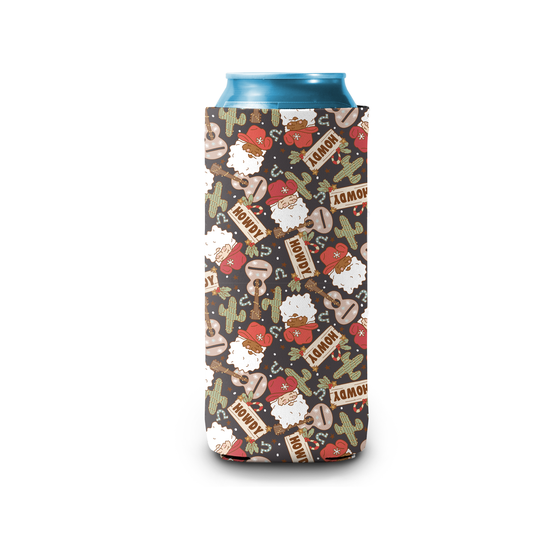 Howdy Santa Slim Can Cooler