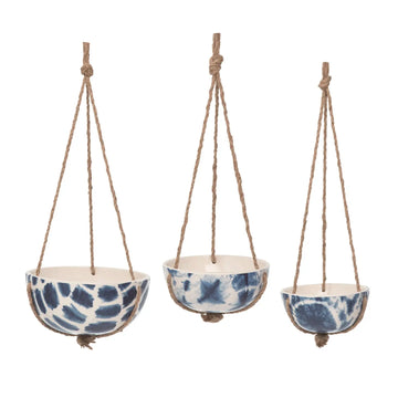 Ceramic Shibari Hanging Bowl Planter - 7.25"