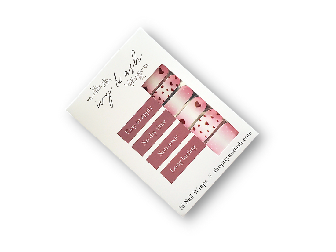 I Heart U | Pink Ombre Red Heart Nail Wrap