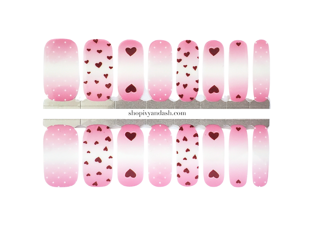 I Heart U | Pink Ombre Red Heart Nail Wrap