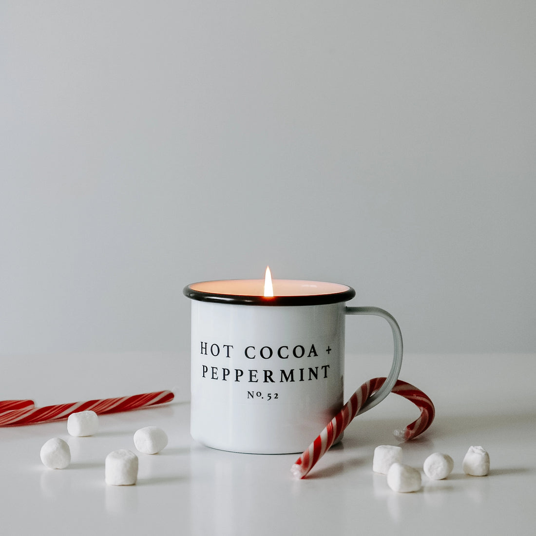 Hot Cocoa and Peppermint Candle - Coffee Mug Candle