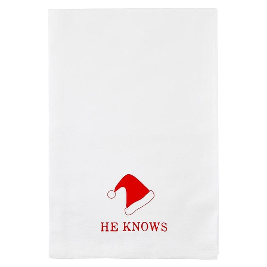 He Knows Santa Tea Towel