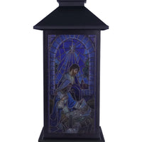 11.75" Stained Glass Christmas Glitter Lantern - Nativity
