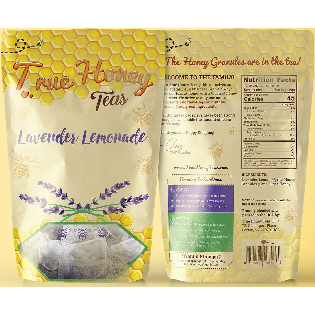 True Honey Lavender Lemonade Tea Bags - 12 Count