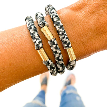 Black, White & Gray Dalmatian Heishi Bracelet