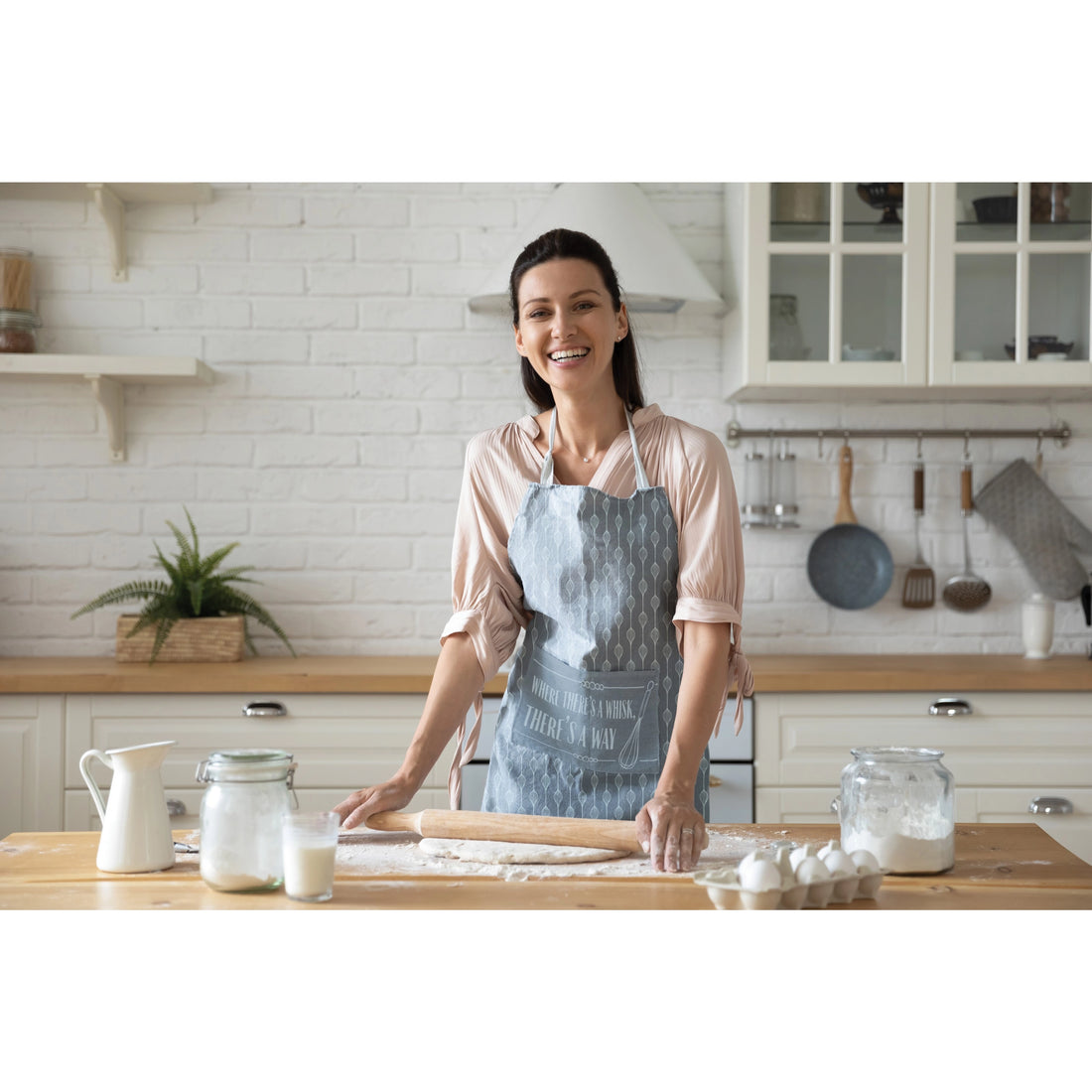 Krumb's Kitchen Farmhouse Collection Cotton Apron - Steel Whisk