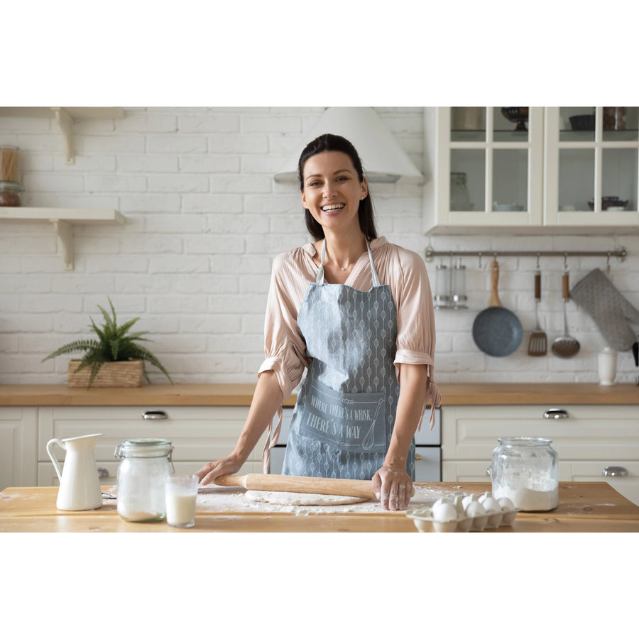 Krumb's Kitchen Farmhouse Collection Cotton Apron - Steel Whisk