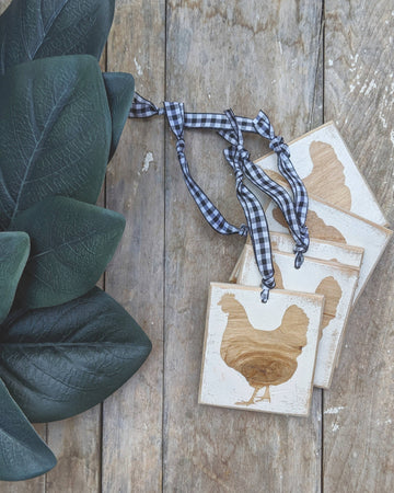 Chicken Silhouette Christmas Ornament with Buffalo Ribbon