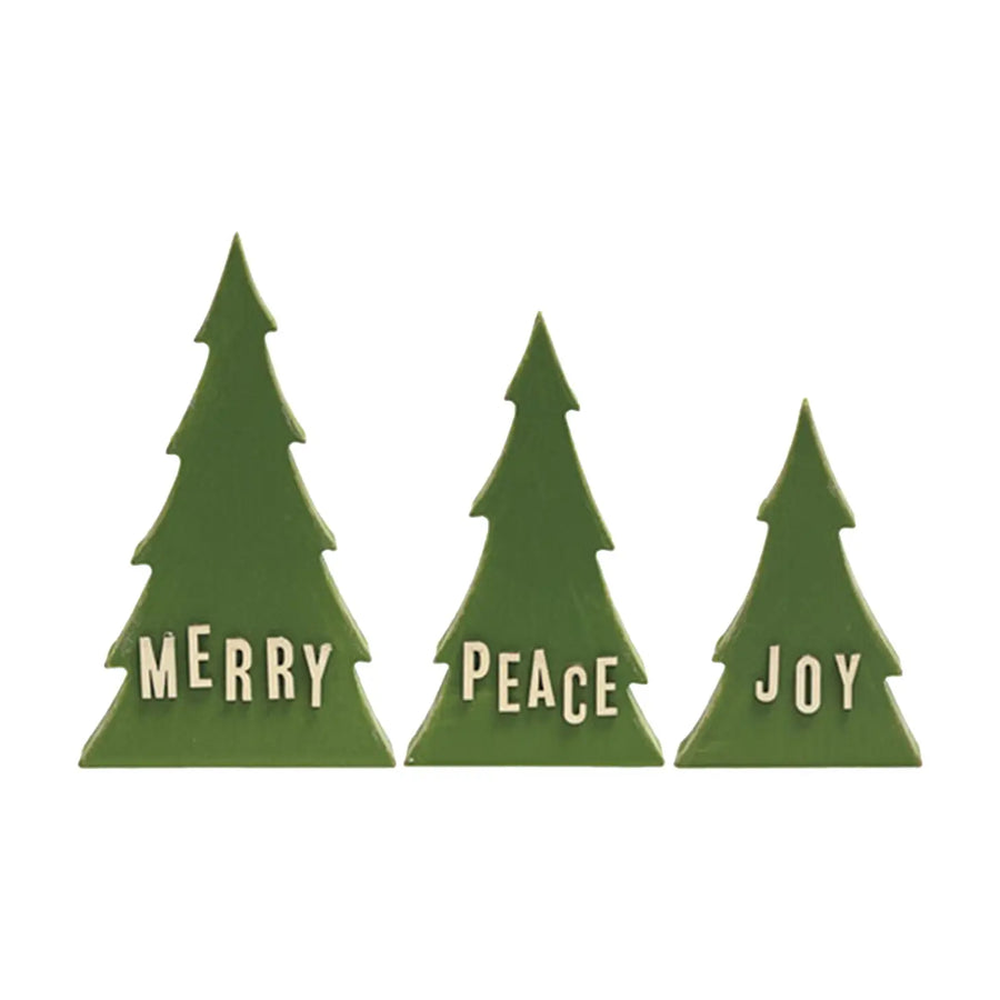 Merry, Joy, Peace Wooden Trees