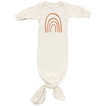 Rainbow - Long Sleeve Infant Tie Gown - Coral
