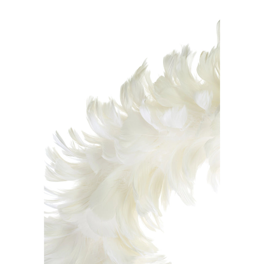 White Hanging Feathered Wreath