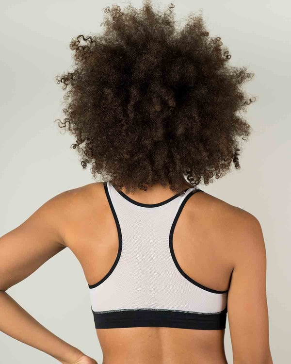 Coobie Breathable Mesh Racerback Sports Bra - Dark Grey/White