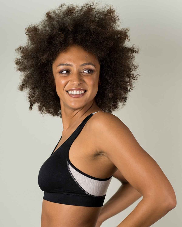 Coobie Breathable Mesh Racerback Sports Bra - Dark Grey/White