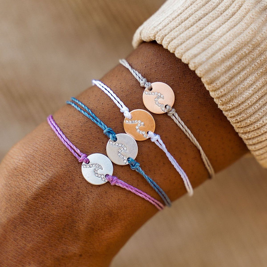 Pura Vida Bracelets - Pave Wave Coin Charm Bracelet