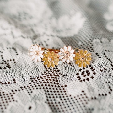 Flower Hair Barrette - Yellow & White