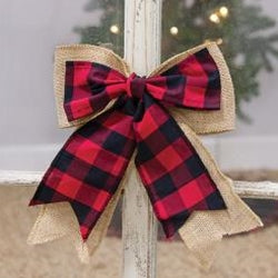 Buffalo Check + Burlap Bow