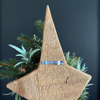 Hanging White Painted Wooden Star with Pinecone Wreath
