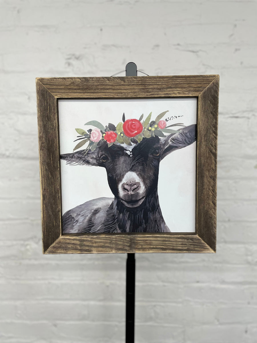 Jan Michaels' King of the Flower Patch Hanging Sign - Brown Stain Frame