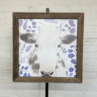 Jan Michaels' Bessie Blues Hanging Sign - Brown Stain Frame