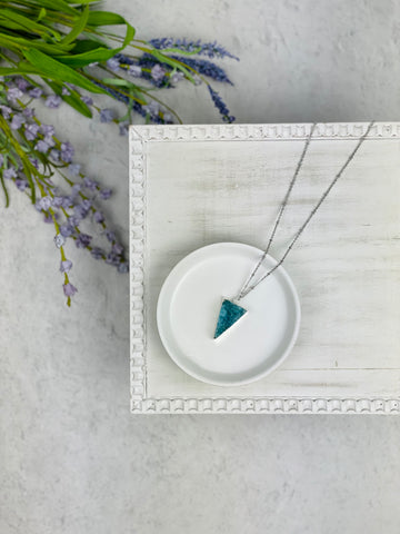 Silver Aqua Druzy Necklace