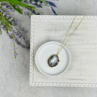 Gold Grey + White Geode Necklace