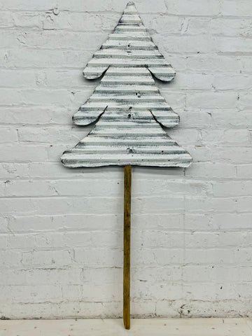 White Glitter Galvanized Metal Christmas Tree Stake