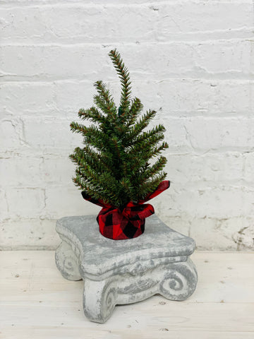 Pine Tree with Red and Black Plaid Base