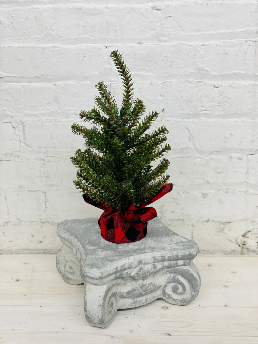 Pine Tree with Red and Black Plaid Base