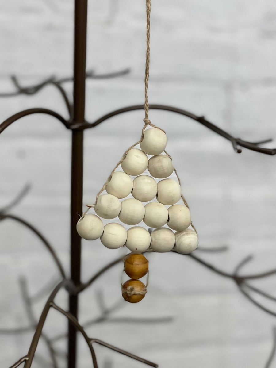 White Beaded Tree Ornament