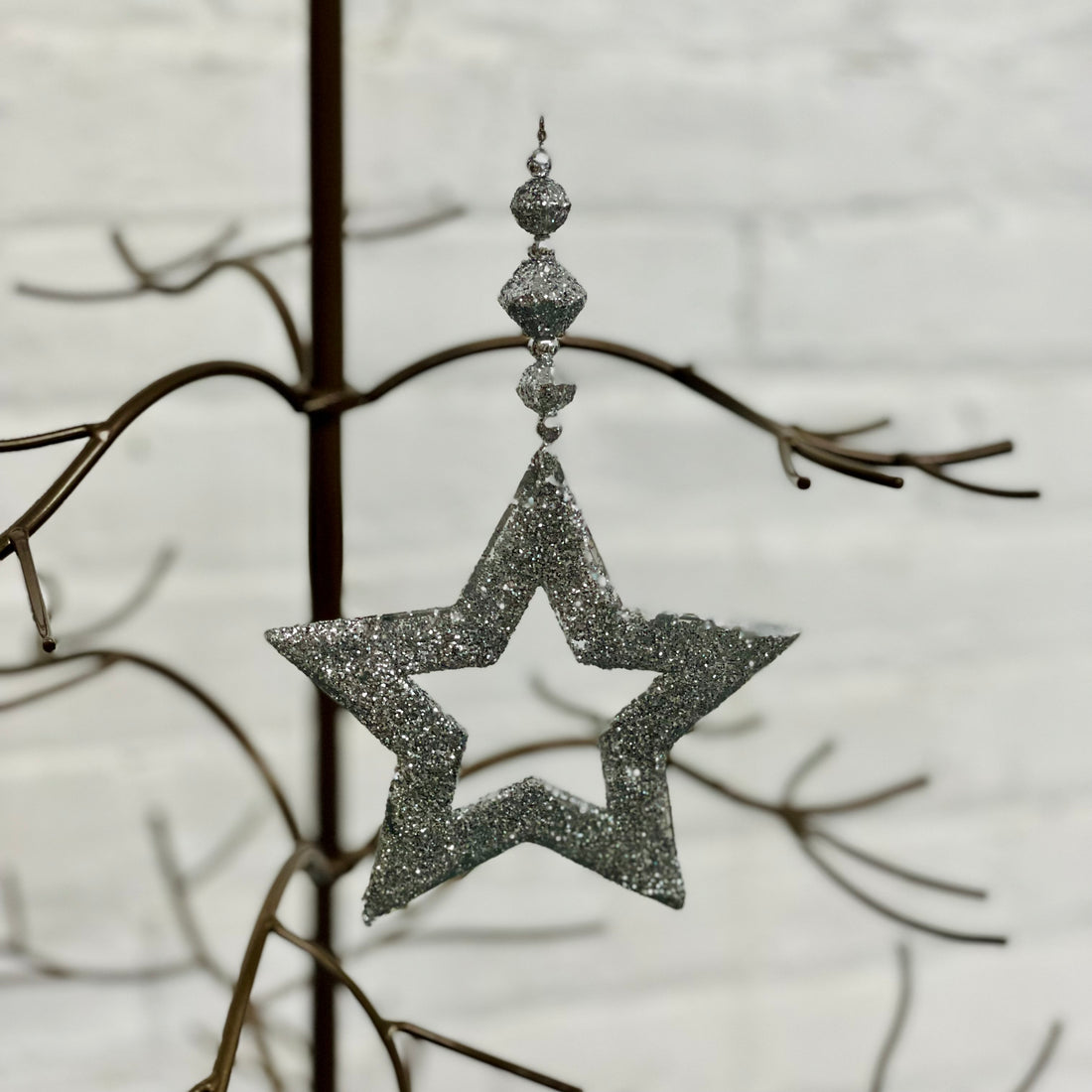 Silver Glitter Star Ornament