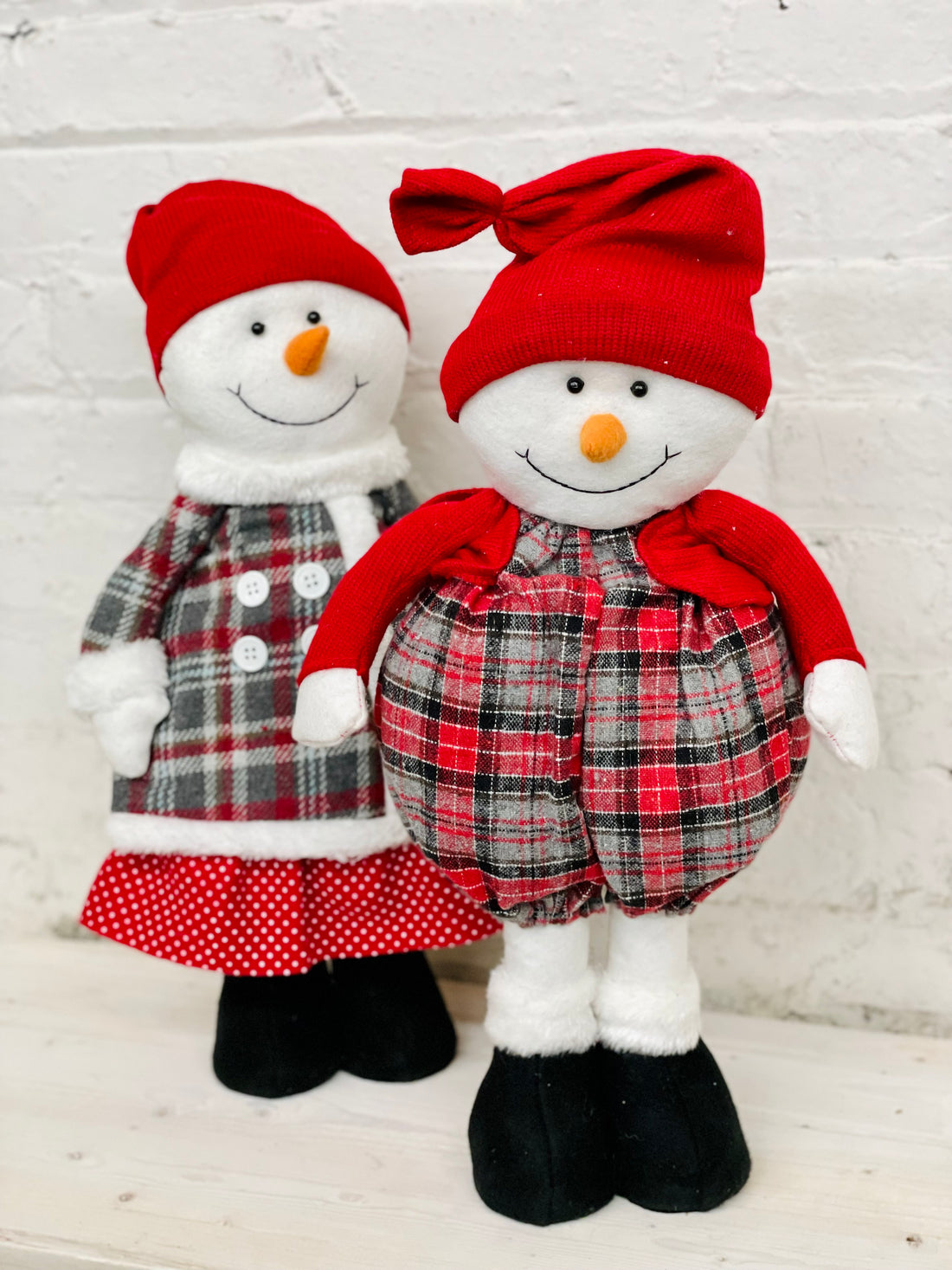 Standing Plush Snowman + Snowwoman