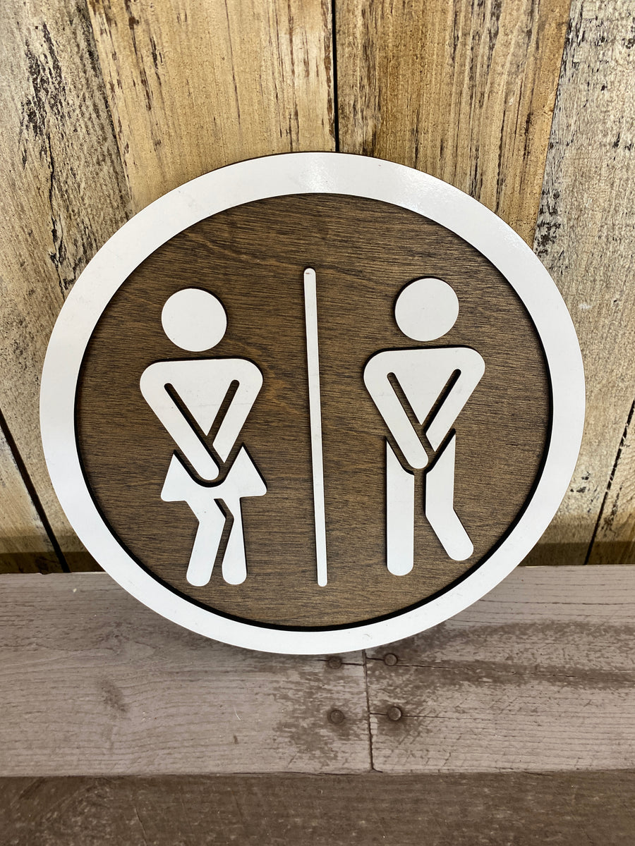 8" Funny Bathroom Sign