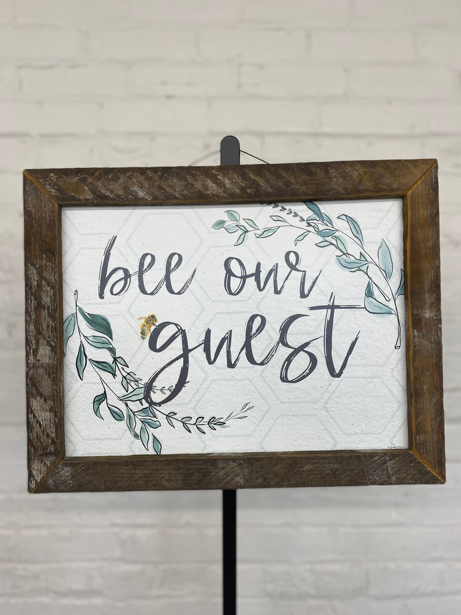 Jan Michaels' Bee Our Guest Hanging Sign
