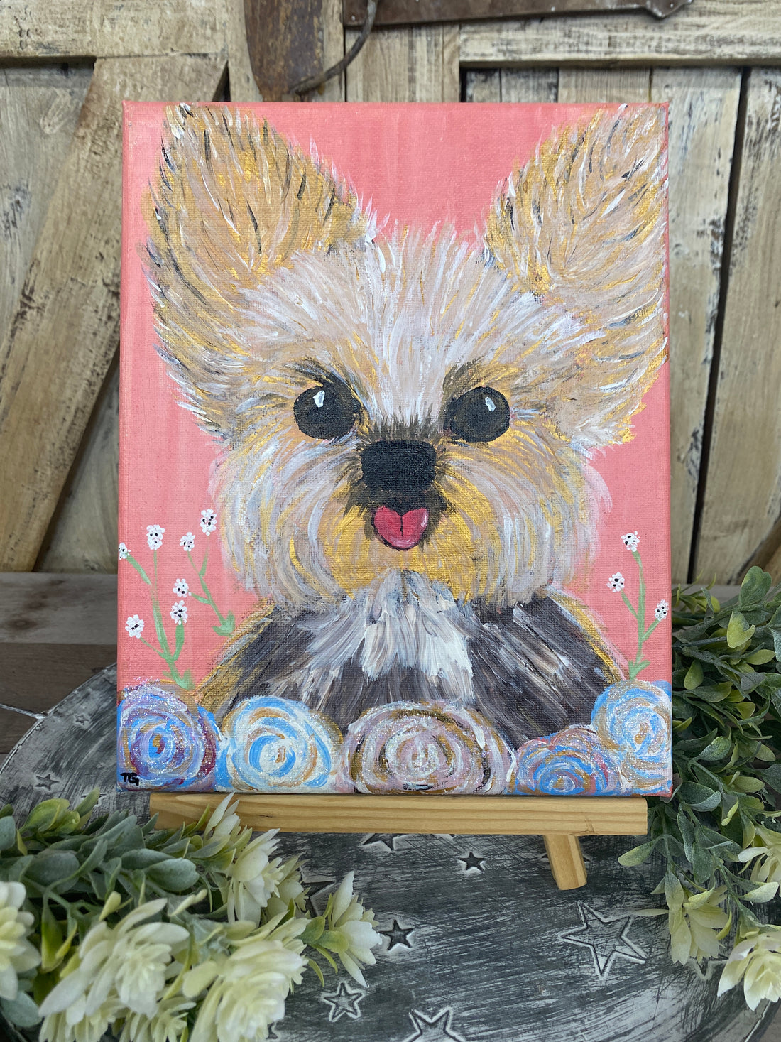 Yorkie Sticking Out Tongue Painting