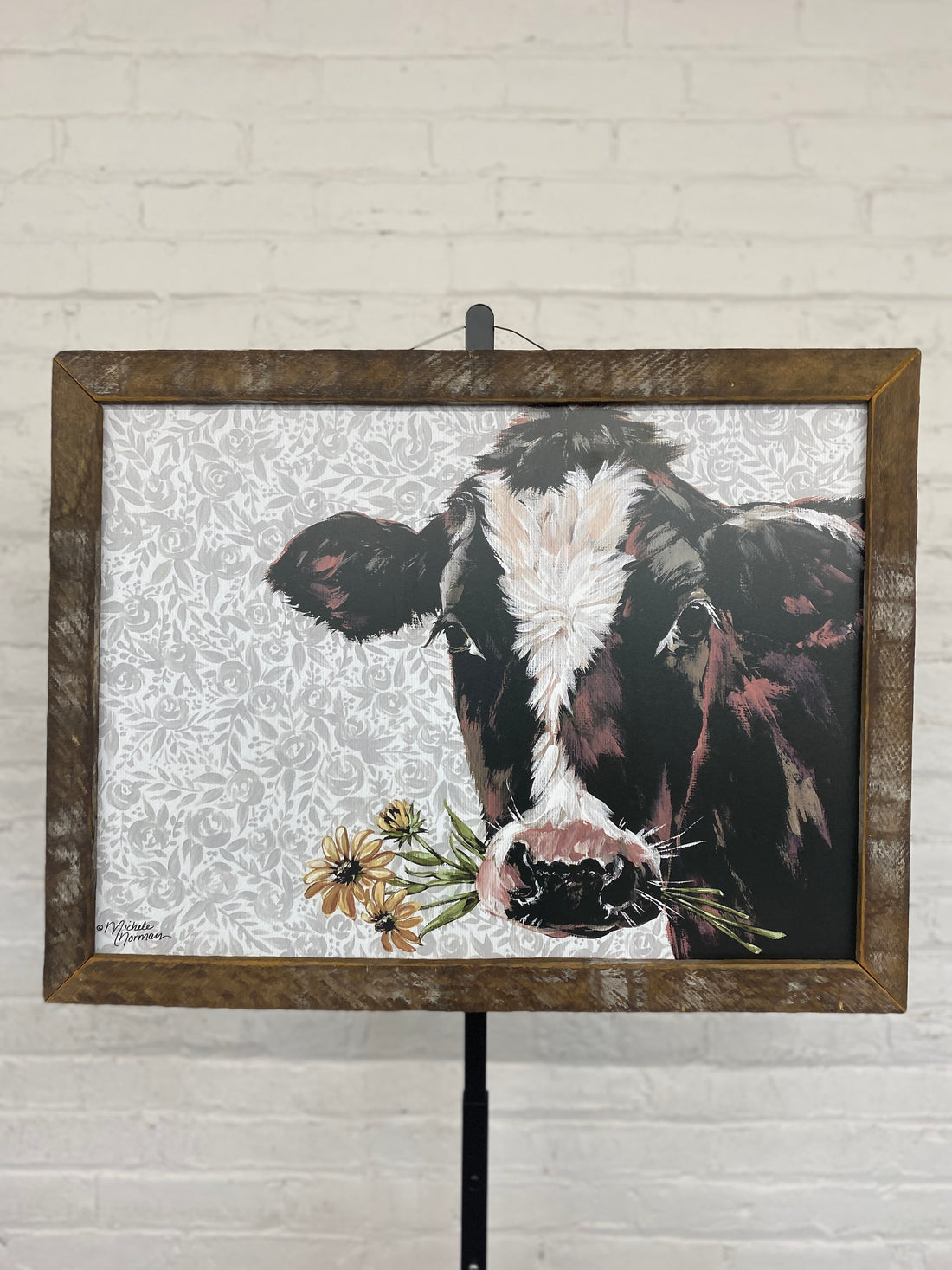 Jan Michaels' Susie Hanging Sign - Brown Stain Frame
